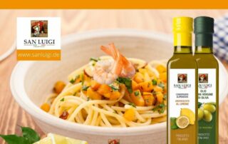 San Luigi - Spaghetti mit Kürbis, Limette und Garnelen